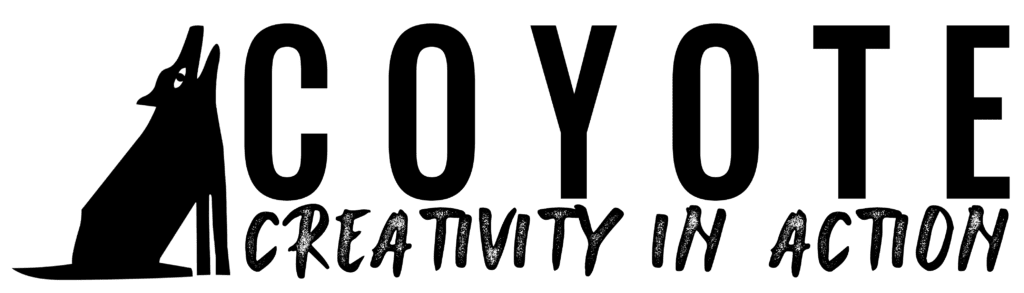 Coyote creativity in action logo in black color