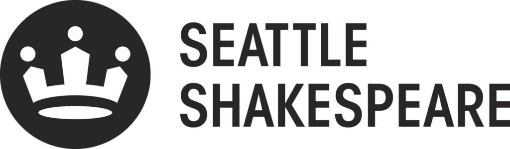 Seattle Shakespeare logo in black color with crown icon